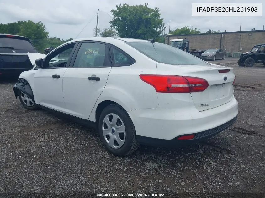 2017 Ford Focus S VIN: 1FADP3E26HL261903 Lot: 40033596