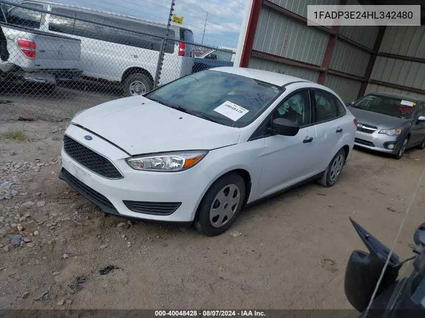 1FADP3E24HL342480 2017 Ford Focus S