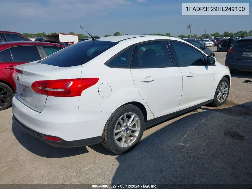 2017 Ford Focus Se VIN: 1FADP3F29HL249100 Lot: 40065527