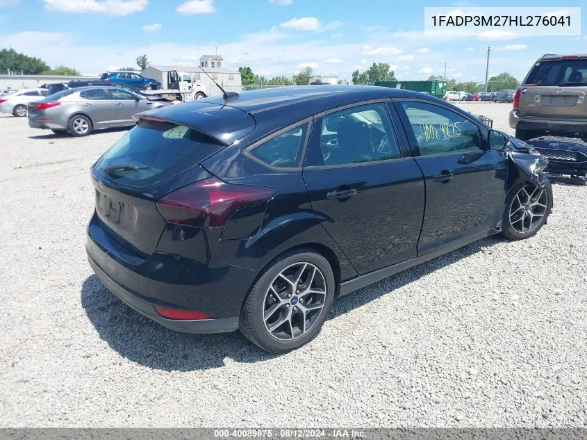 2017 Ford Focus Sel VIN: 1FADP3M27HL276041 Lot: 40089875