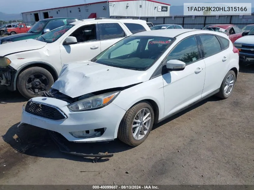 2017 Ford Focus Se VIN: 1FADP3K20HL315166 Lot: 40099687