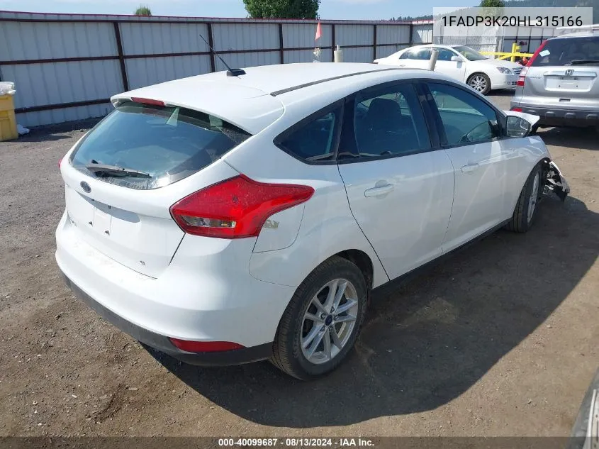 2017 Ford Focus Se VIN: 1FADP3K20HL315166 Lot: 40099687