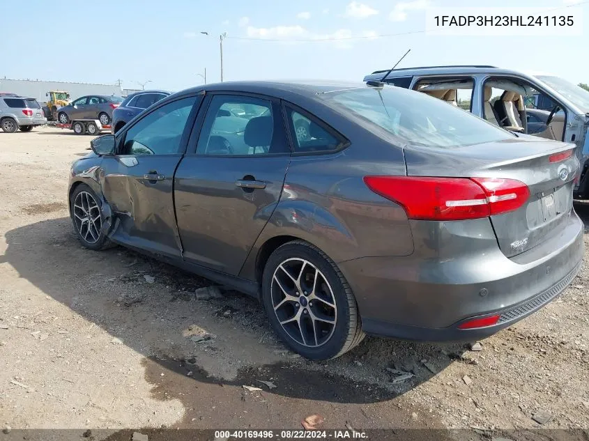 2017 Ford Focus Sel VIN: 1FADP3H23HL241135 Lot: 40169496