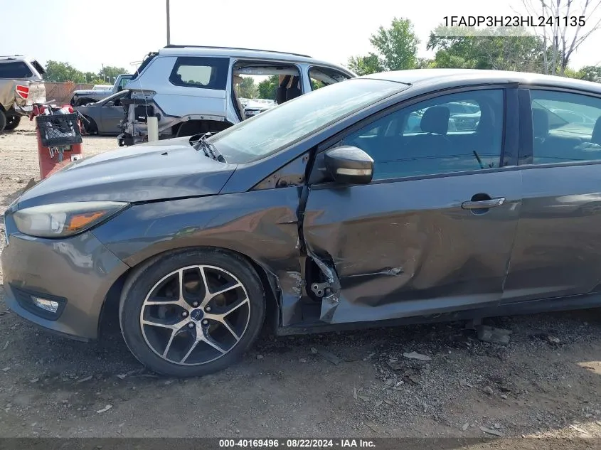 2017 Ford Focus Sel VIN: 1FADP3H23HL241135 Lot: 40169496