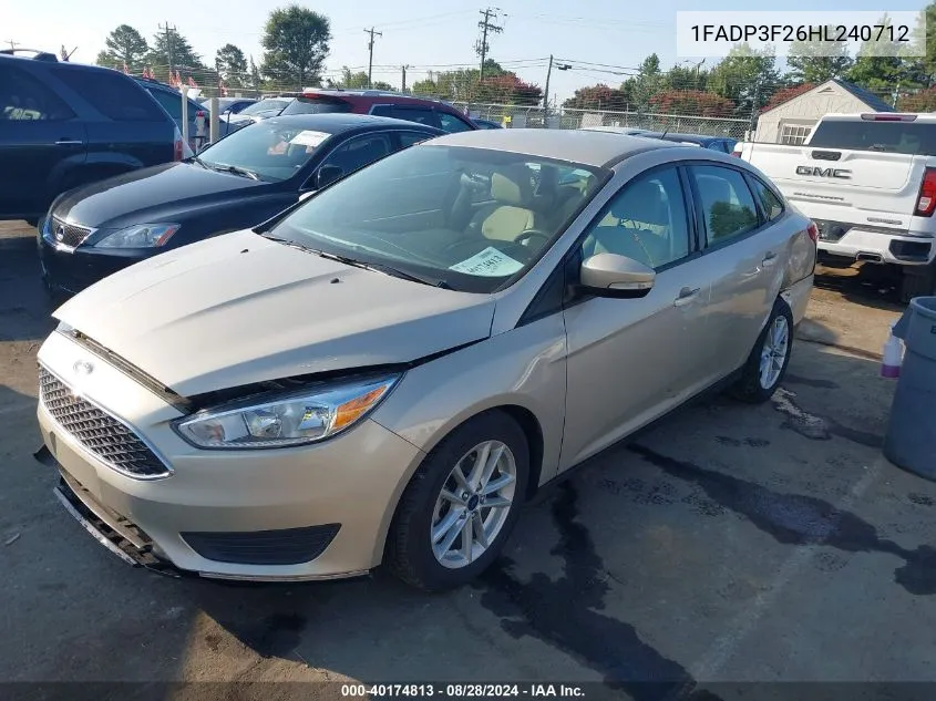 2017 Ford Focus Se VIN: 1FADP3F26HL240712 Lot: 40174813