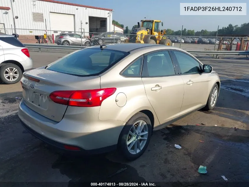 2017 Ford Focus Se VIN: 1FADP3F26HL240712 Lot: 40174813