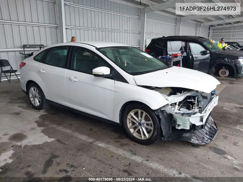 2017 Ford Focus Se VIN: 1FADP3F26HL274973 Lot: 40179895