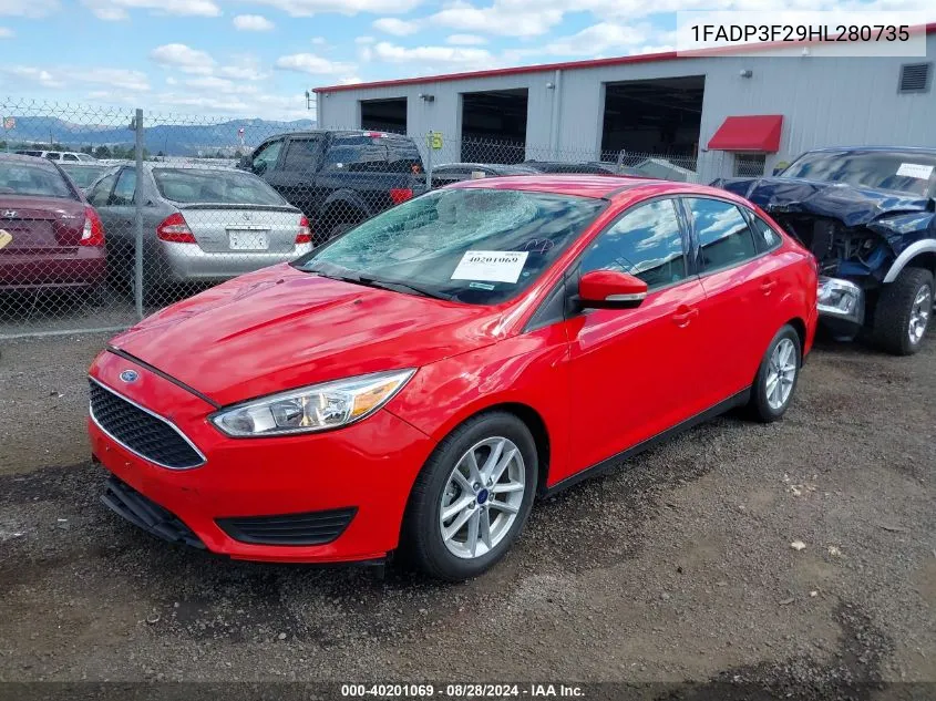 2017 Ford Focus Se VIN: 1FADP3F29HL280735 Lot: 40201069