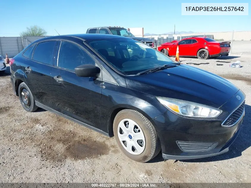 2017 Ford Focus S VIN: 1FADP3E26HL257642 Lot: 40222767