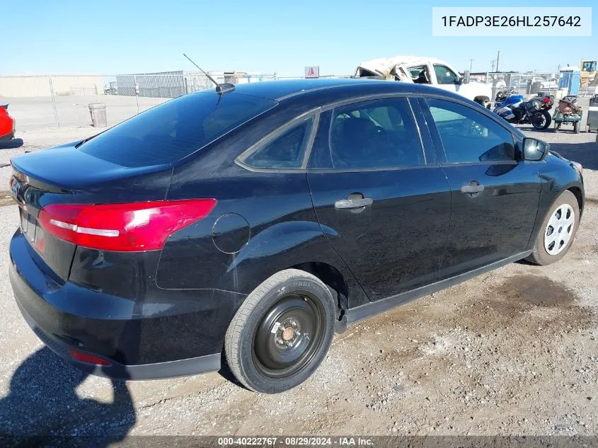 2017 Ford Focus S VIN: 1FADP3E26HL257642 Lot: 40222767