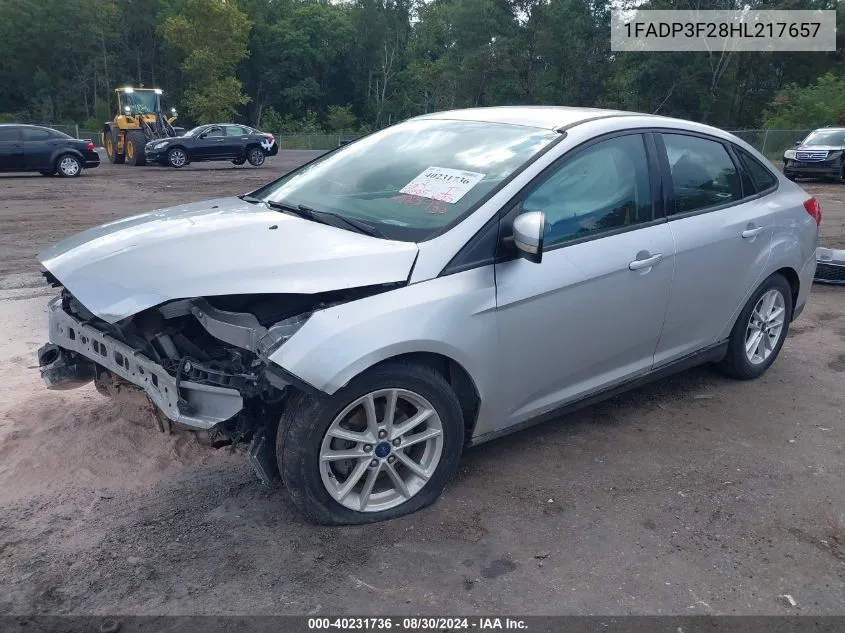 2017 Ford Focus Se VIN: 1FADP3F28HL217657 Lot: 40231736