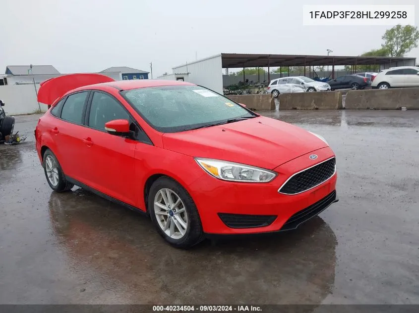 2017 Ford Focus Se VIN: 1FADP3F28HL299258 Lot: 40234504