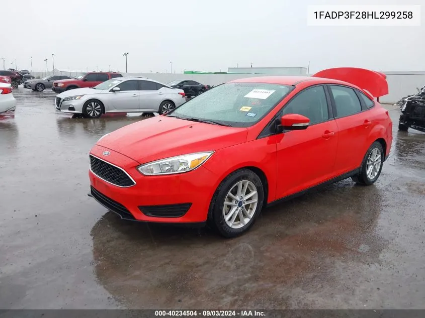 2017 Ford Focus Se VIN: 1FADP3F28HL299258 Lot: 40234504