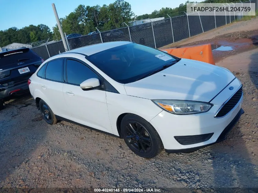 2017 Ford Focus Se VIN: 1FADP3F26HL204759 Lot: 40240148