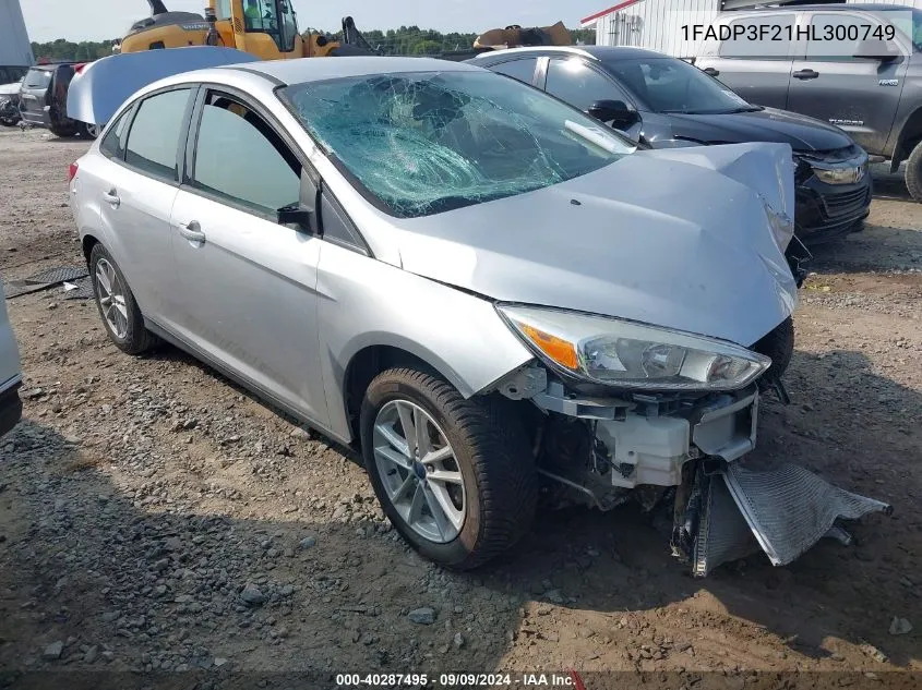 2017 Ford Focus Se VIN: 1FADP3F21HL300749 Lot: 40287495