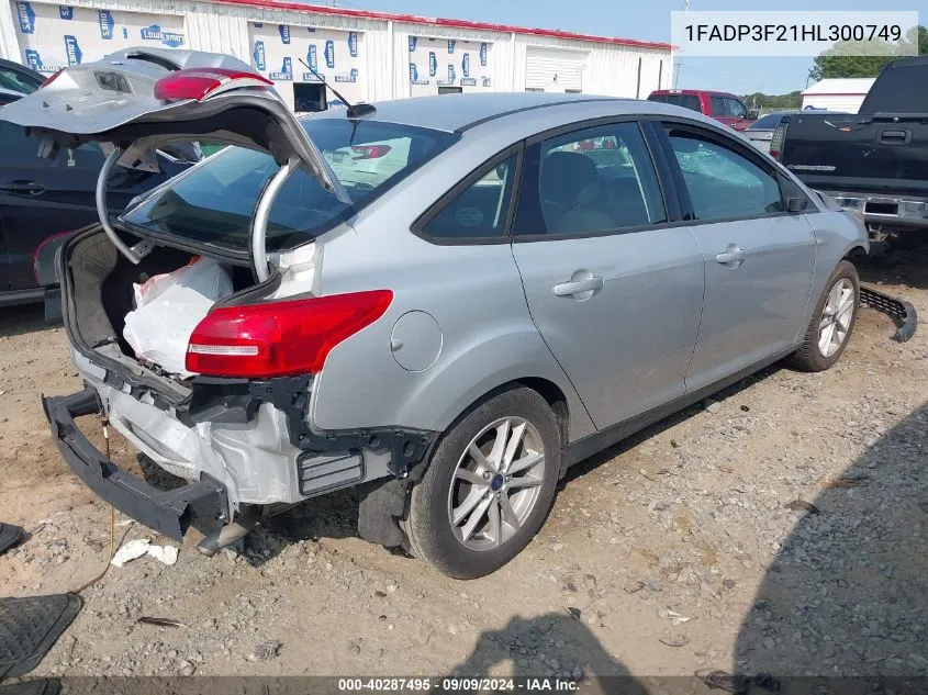 2017 Ford Focus Se VIN: 1FADP3F21HL300749 Lot: 40287495