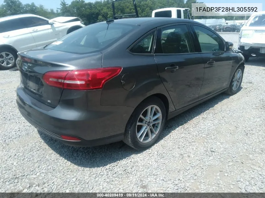 2017 Ford Focus Se VIN: 1FADP3F28HL305592 Lot: 40289419