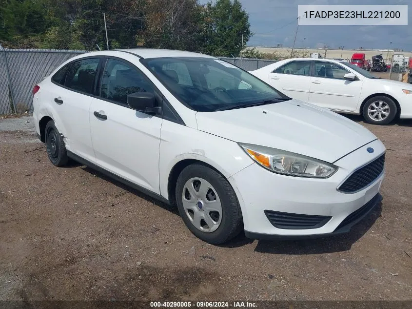 2017 Ford Focus S VIN: 1FADP3E23HL221200 Lot: 40290005