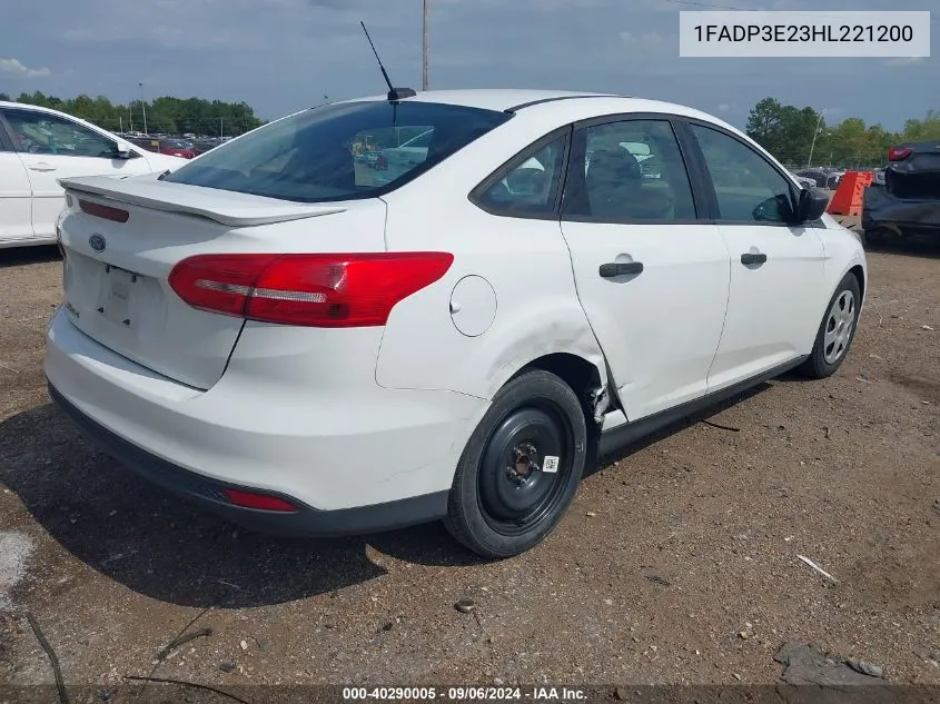 2017 Ford Focus S VIN: 1FADP3E23HL221200 Lot: 40290005