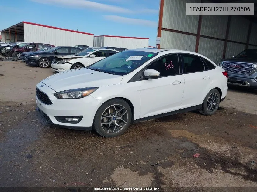 2017 Ford Focus Sel VIN: 1FADP3H27HL270606 Lot: 40316943