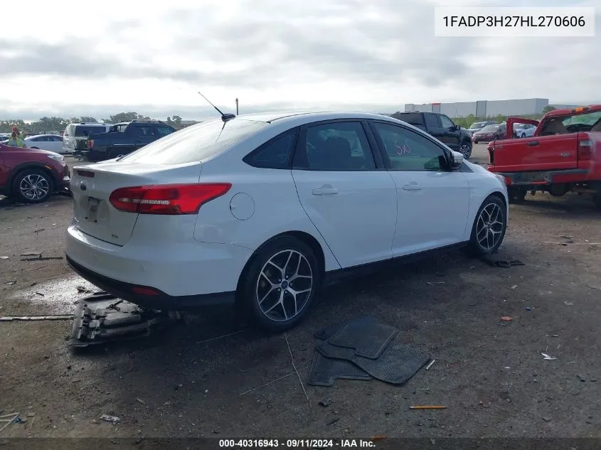 2017 Ford Focus Sel VIN: 1FADP3H27HL270606 Lot: 40316943