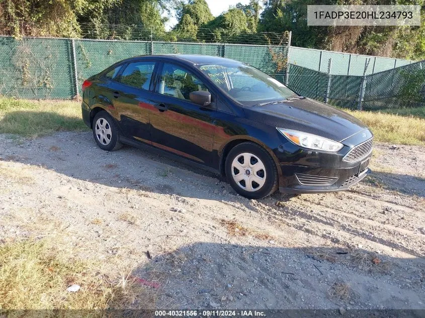 2017 Ford Focus S VIN: 1FADP3E20HL234793 Lot: 40321556