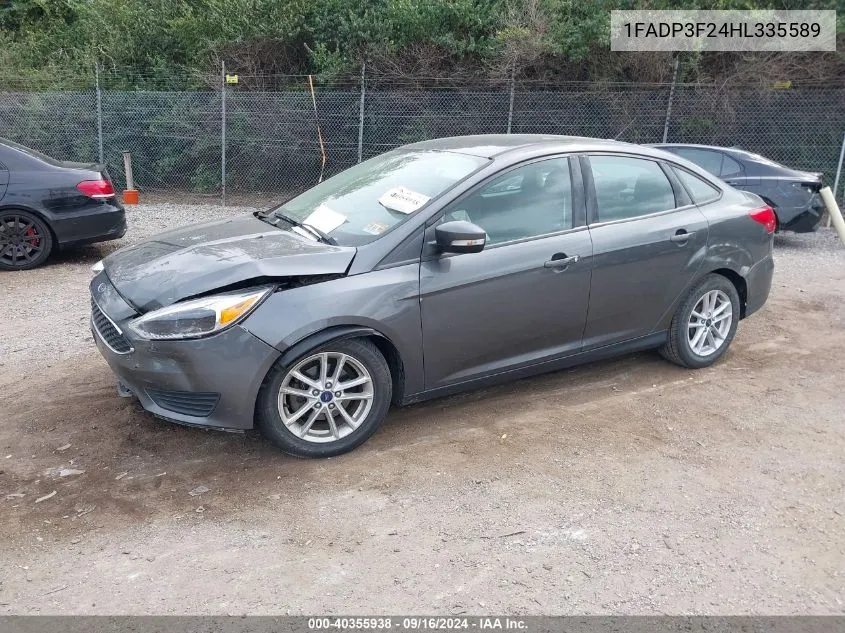 2017 Ford Focus Se VIN: 1FADP3F24HL335589 Lot: 40355938