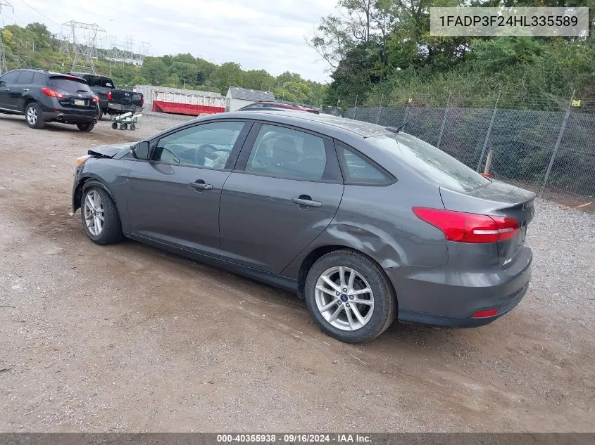 2017 Ford Focus Se VIN: 1FADP3F24HL335589 Lot: 40355938