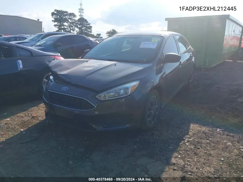 2017 Ford Focus S VIN: 1FADP3E2XHL212445 Lot: 40378468