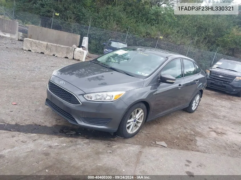 2017 Ford Focus Se VIN: 1FADP3F23HL330321 Lot: 40400300