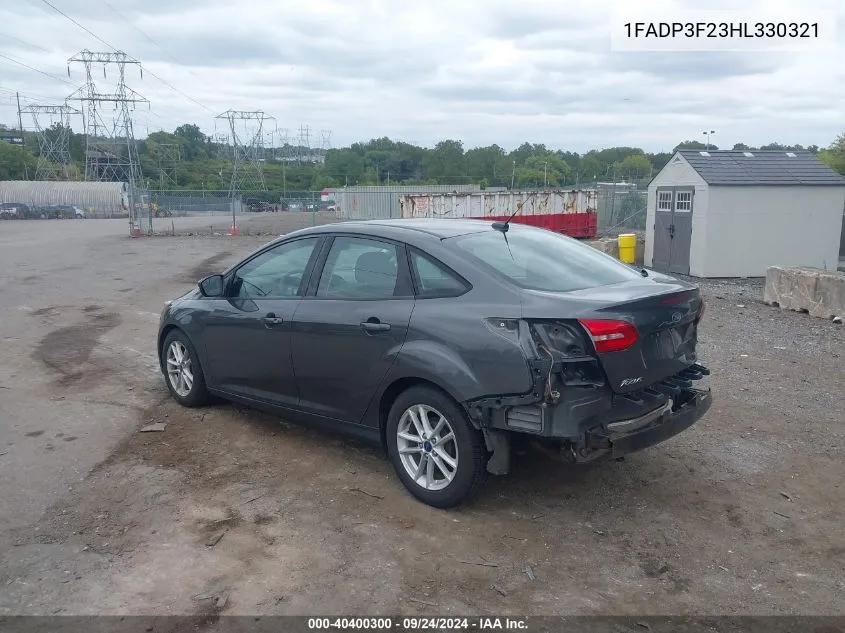 2017 Ford Focus Se VIN: 1FADP3F23HL330321 Lot: 40400300