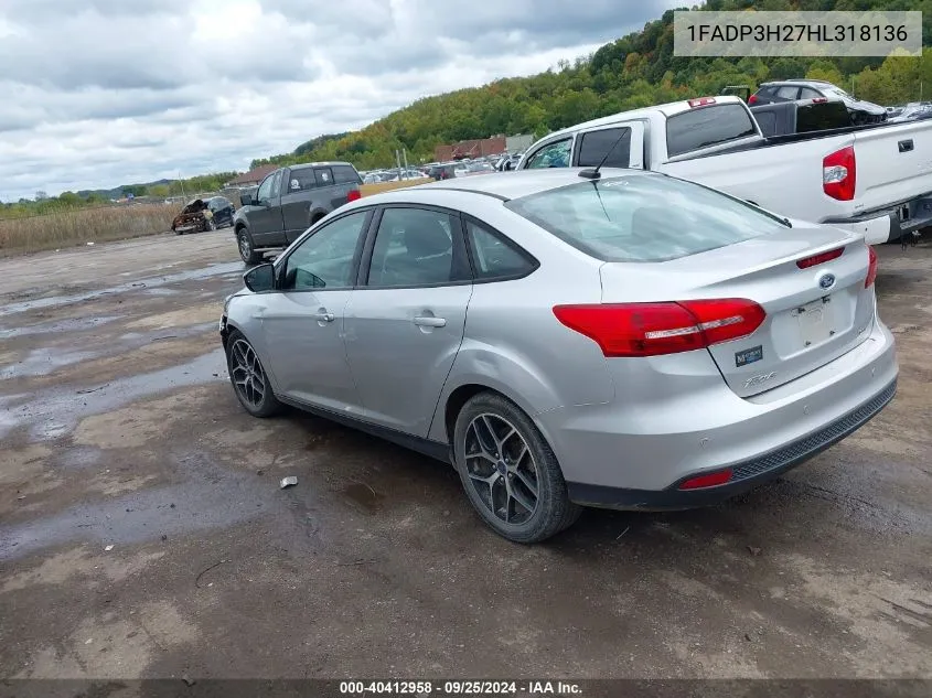 2017 Ford Focus Sel VIN: 1FADP3H27HL318136 Lot: 40412958