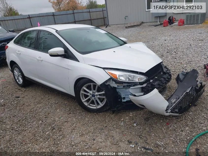 2017 Ford Focus Se VIN: 1FADP3F2XHL292103 Lot: 40415327