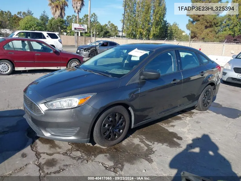 2017 Ford Focus S VIN: 1FADP3E23HL325394 Lot: 40417065