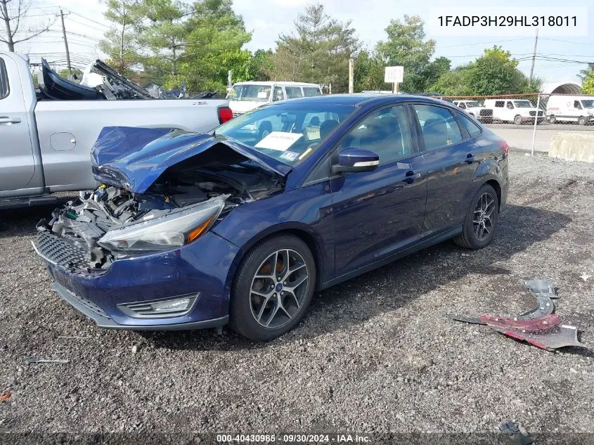 2017 Ford Focus Sel VIN: 1FADP3H29HL318011 Lot: 40430985