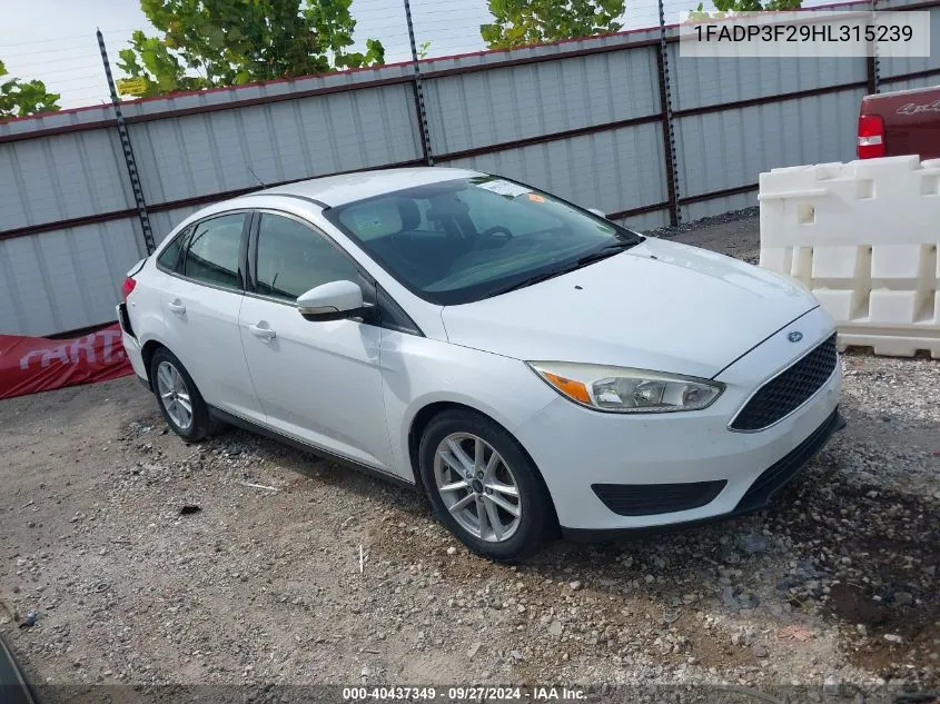 2017 Ford Focus Se VIN: 1FADP3F29HL315239 Lot: 40437349