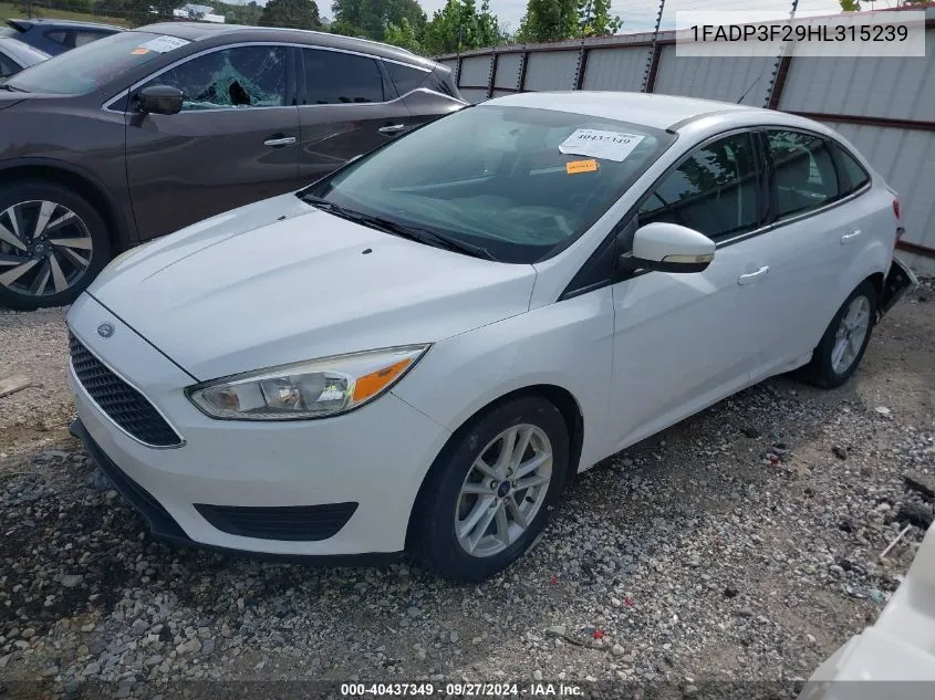 2017 Ford Focus Se VIN: 1FADP3F29HL315239 Lot: 40437349