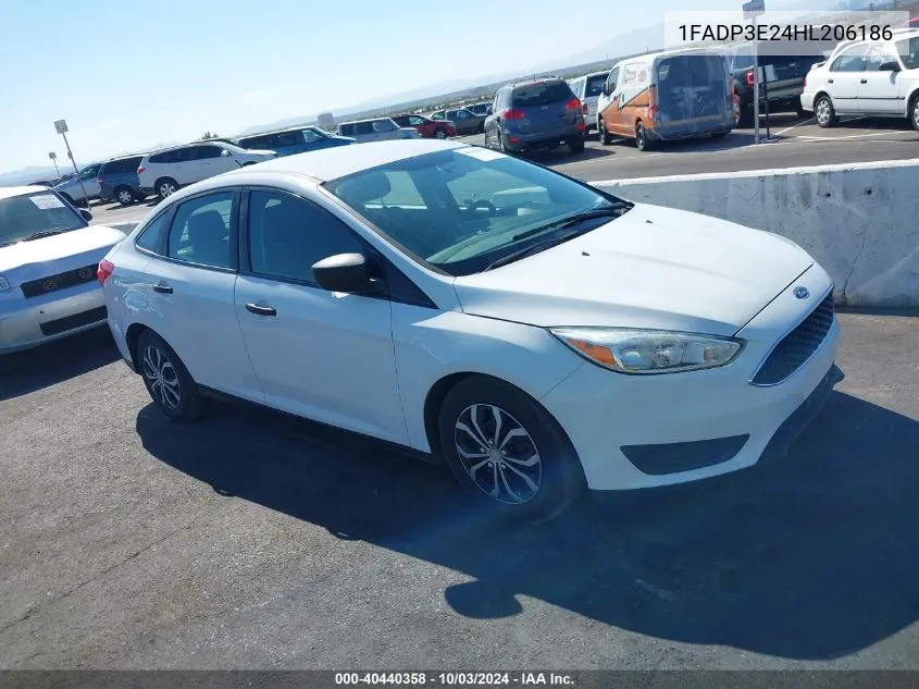 2017 Ford Focus S VIN: 1FADP3E24HL206186 Lot: 40440358