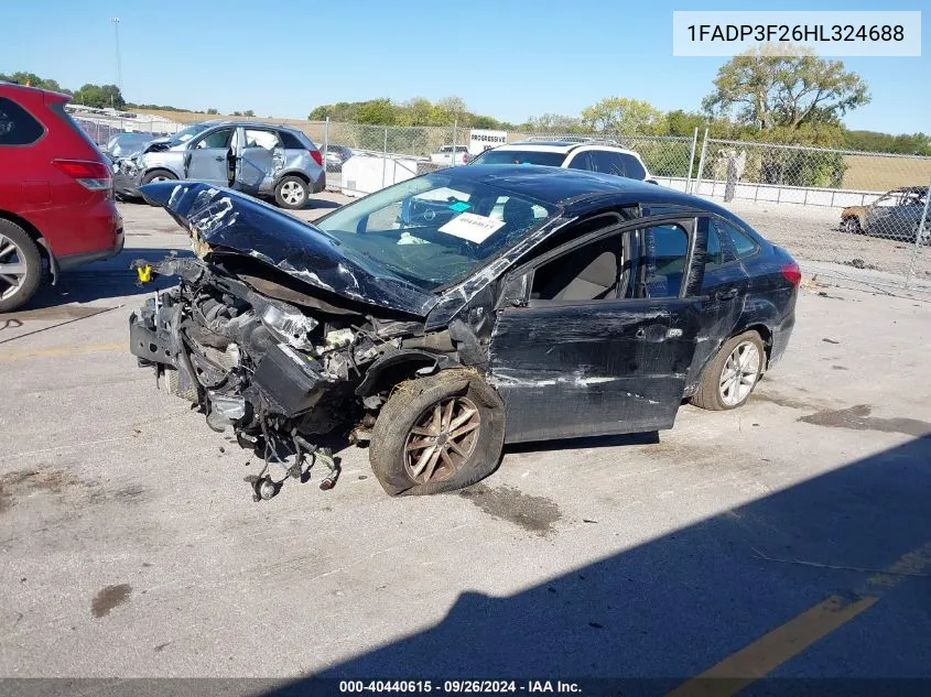 2017 Ford Focus Se VIN: 1FADP3F26HL324688 Lot: 40440615