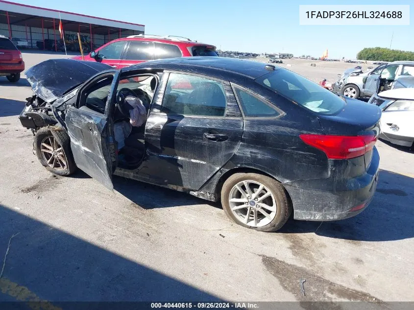 2017 Ford Focus Se VIN: 1FADP3F26HL324688 Lot: 40440615