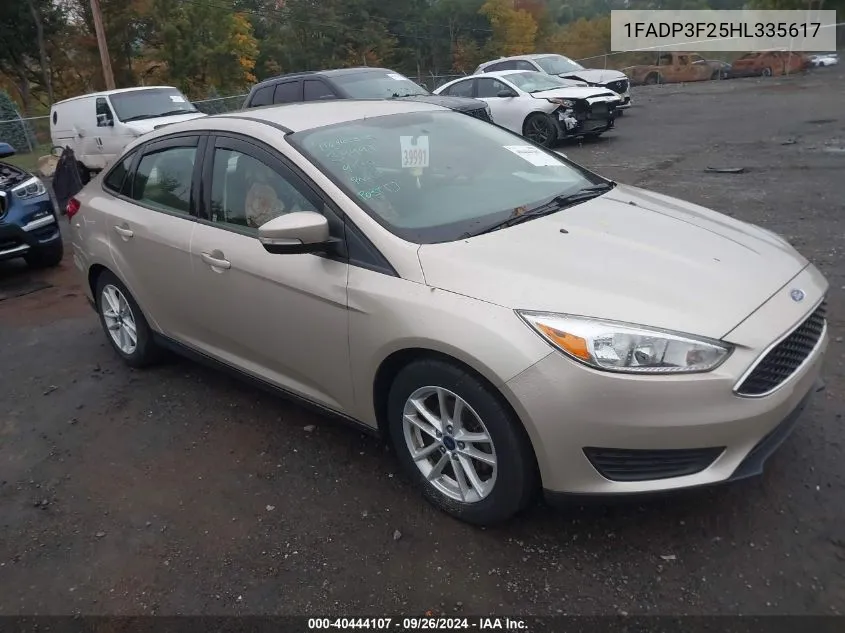 2017 Ford Focus Se VIN: 1FADP3F25HL335617 Lot: 40444107