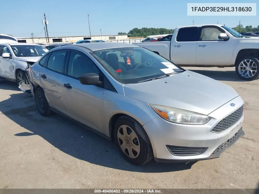 2017 Ford Focus S VIN: 1FADP3E29HL318630 Lot: 40450402