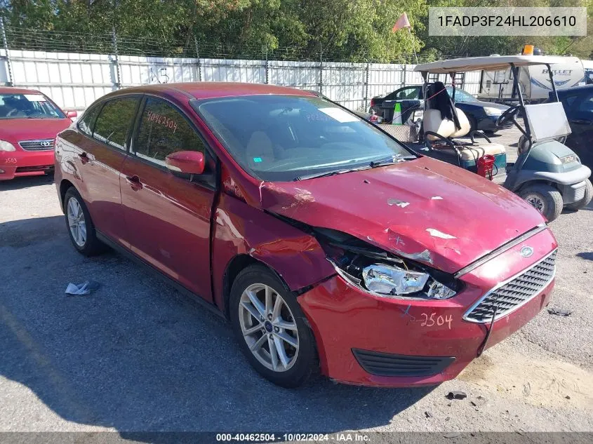 2017 Ford Focus Se VIN: 1FADP3F24HL206610 Lot: 40462504