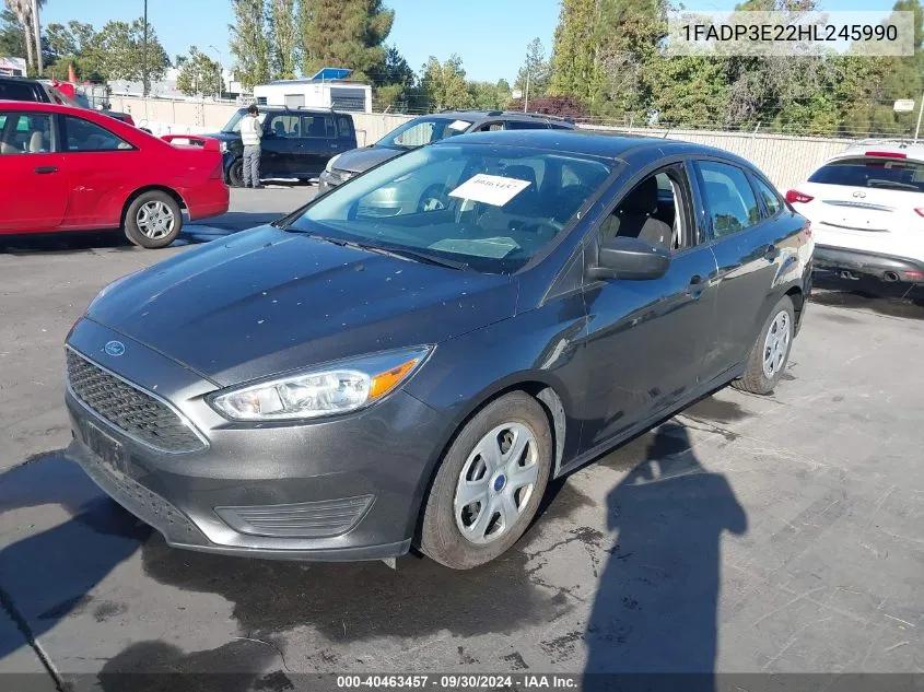 2017 Ford Focus S VIN: 1FADP3E22HL245990 Lot: 40463457