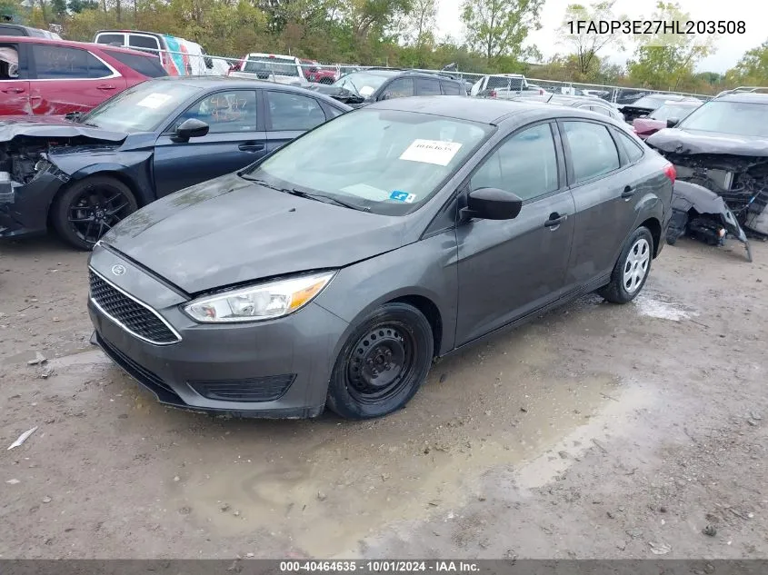 2017 Ford Focus S VIN: 1FADP3E27HL203508 Lot: 40464635