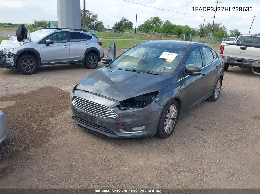 2017 Ford Focus Titanium VIN: 1FADP3J27HL238636 Lot: 40485212