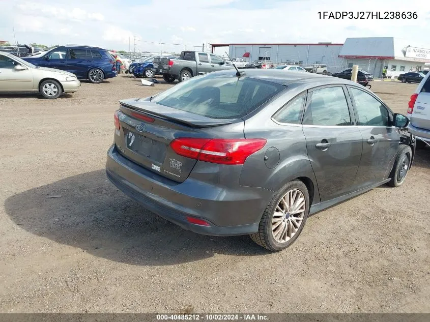 2017 Ford Focus Titanium VIN: 1FADP3J27HL238636 Lot: 40485212