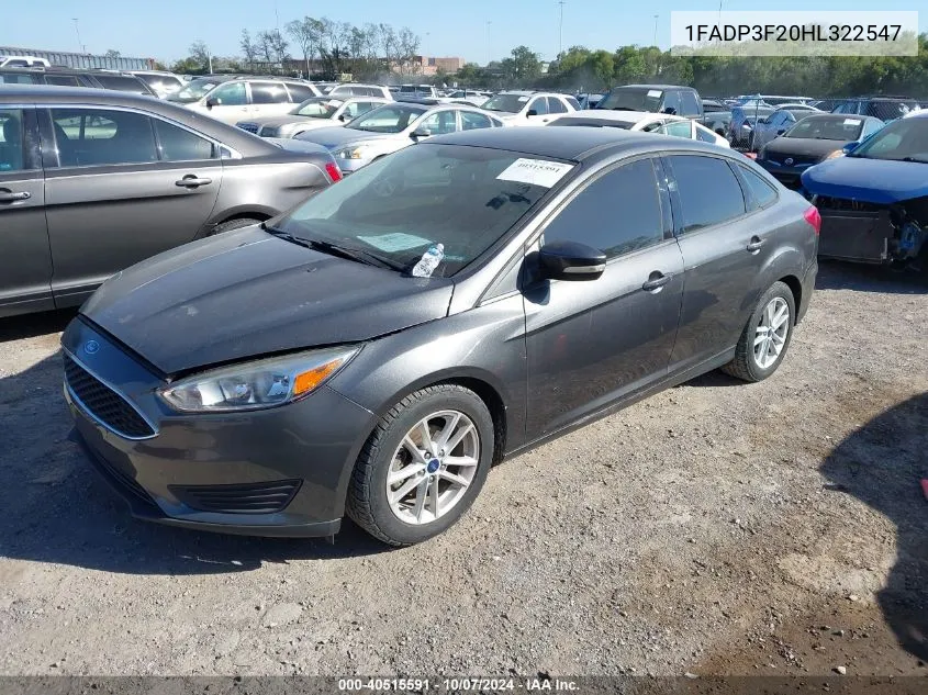 2017 Ford Focus Se VIN: 1FADP3F20HL322547 Lot: 40515591