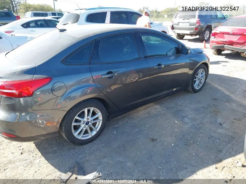 2017 Ford Focus Se VIN: 1FADP3F20HL322547 Lot: 40515591