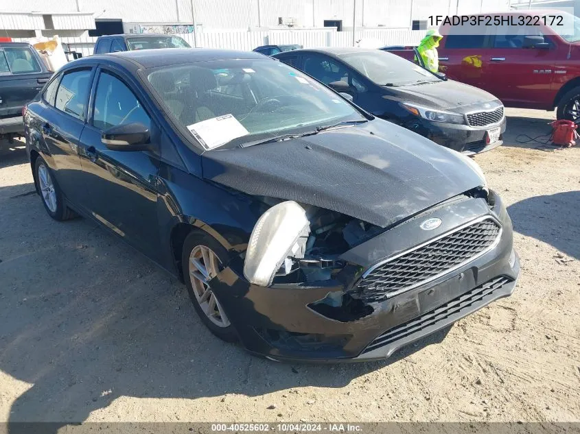 2017 Ford Focus Se VIN: 1FADP3F25HL322172 Lot: 40525602